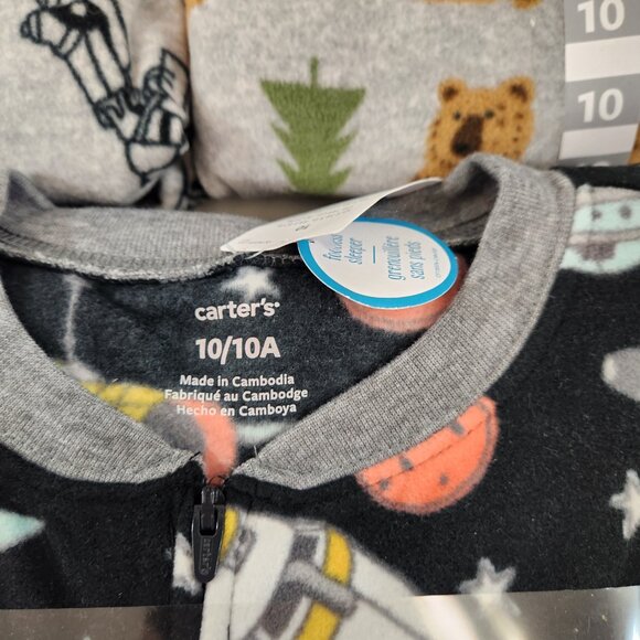 Carter's Kids Footless Sleeper Pajamas Size 10 / 10A Lot of 3 NEW - Picture 3 of 8